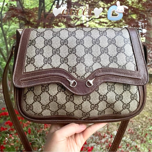 Gucci Handbags - 🌸SALE🌸VTG Gucci GG Monogram Horsebit Ophidia Brown Saddle Shoulder/Crossbody🧚